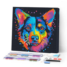 Laden Sie das Bild in den Galerie-Viewer, Mini Diamond Painting 25 x 25 cm - Neon Hund Abstrakt Pop Art