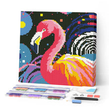 Laden Sie das Bild in den Galerie-Viewer, Mini Diamond Painting 25 x 25 cm - Flamingo Abstrakt Pop Art