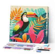 Laden Sie das Bild in den Galerie-Viewer, Mini Diamond Painting 25 x 25 cm - Tropischer Tukan