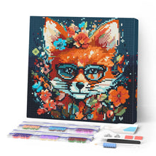 Laden Sie das Bild in den Galerie-Viewer, Mini Diamond Painting 25 x 25 cm - Fantasie Fuchs mit Blumen