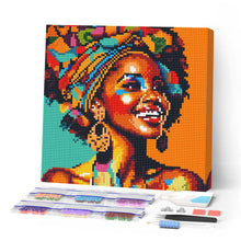 Laden Sie das Bild in den Galerie-Viewer, Mini Diamond Painting 25 x 25 cm - Afrikanische Königin Pop Art