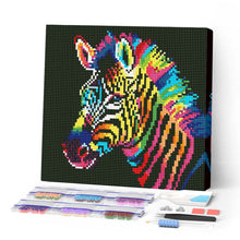 Laden Sie das Bild in den Galerie-Viewer, Mini Diamond Painting 25 x 25 cm - Neon-Zebra