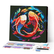 Laden Sie das Bild in den Galerie-Viewer, Mini Diamond Painting 25 x 25 cm - Bunte Koi-Karpfen