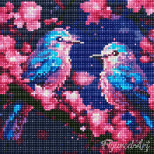 Laden Sie das Bild in den Galerie-Viewer, Mini Diamond Painting 25 x 25 cm - Schimmernde Blaumeisen