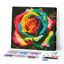 Laden Sie das Bild in den Galerie-Viewer, Mini Diamond Painting 25 x 25 cm - Mehrfarbige Rose