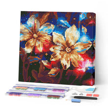 Laden Sie das Bild in den Galerie-Viewer, Mini Diamond Painting 25 x 25 cm - Glänzende Goldene Blumen
