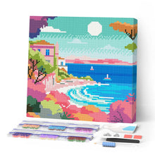 Laden Sie das Bild in den Galerie-Viewer, Mini Diamond Painting 25 x 25 cm - Bunte Französische Riviera