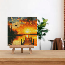 Laden Sie das Bild in den Galerie-Viewer, Mini Diamond Painting 25 x 25 cm - Goldener Seesonnenuntergang