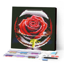 Laden Sie das Bild in den Galerie-Viewer, Mini Diamond Painting 25 x 25 cm - Rote Rose im Glas