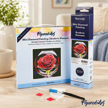 Laden Sie das Bild in den Galerie-Viewer, Mini Diamond Painting 25 x 25 cm - Rote Rose im Glas