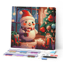 Laden Sie das Bild in den Galerie-Viewer, Mini Diamond Painting 25 x 25 cm - Froher Schneemann im Raum