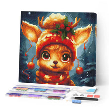Laden Sie das Bild in den Galerie-Viewer, Mini Diamond Painting 25 x 25 cm - Süßes Fantasie-Rentier