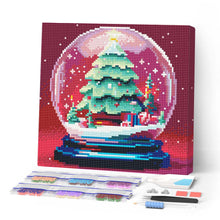 Laden Sie das Bild in den Galerie-Viewer, Mini Diamond Painting 25 x 25 cm - Weihnachtsbaum in Schneekugel