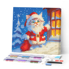 Laden Sie das Bild in den Galerie-Viewer, Mini Diamond Painting 25 x 25 cm - Weihnachtskätzchen