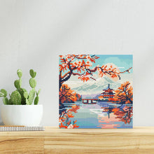 Laden Sie das Bild in den Galerie-Viewer, Mini Diamond Painting 25 x 25 cm - See und Mount Fuji