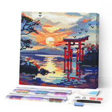 Laden Sie das Bild in den Galerie-Viewer, Mini Diamond Painting 25 x 25 cm - Torii-Tor bei Sonnenuntergang