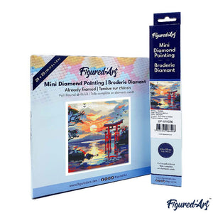Mini Diamond Painting 25 x 25 cm - Torii-Tor bei Sonnenuntergang