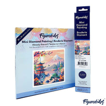 Laden Sie das Bild in den Galerie-Viewer, Mini Diamond Painting 25 x 25 cm - Pagode und Mount Fuji