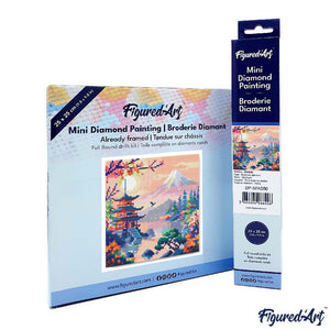 Mini Diamond Painting 25 x 25 cm - Pagode und Mount Fuji