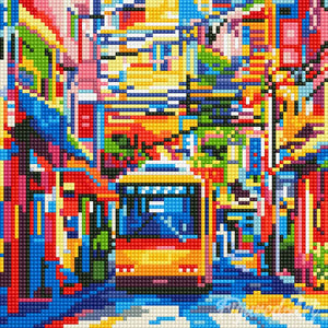 Mini Diamond Painting 25 x 25 cm - Tokio Stadtbus