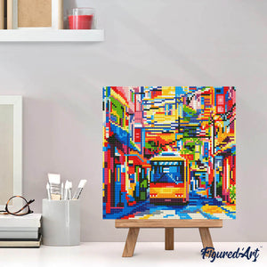 Mini Diamond Painting 25 x 25 cm - Tokio Stadtbus