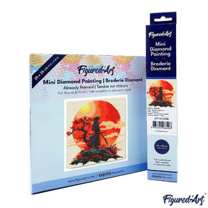 Mini Diamond Painting 25 x 25 cm - Samurai bei Sonnenuntergang