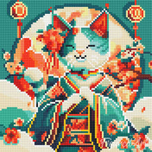 Laden Sie das Bild in den Galerie-Viewer, Mini Diamond Painting 25 x 25 cm - Japanische Katzenprinzessin