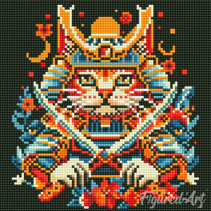 Mini Diamond Painting 25 x 25 cm - Samurai Katze