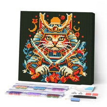 Laden Sie das Bild in den Galerie-Viewer, Mini Diamond Painting 25 x 25 cm - Samurai Katze