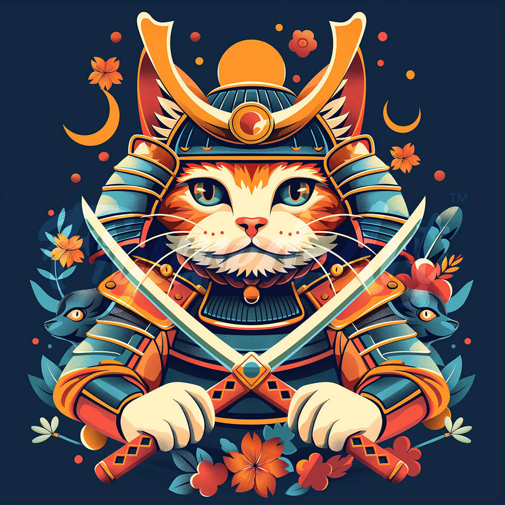 Mini Diamond Painting 25 x 25 cm - Samurai Katze
