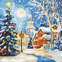 Laden Sie das Bild in den Galerie-Viewer, Mini Diamond Painting 25 x 25 cm - Verschneite Weihnachtsstraße