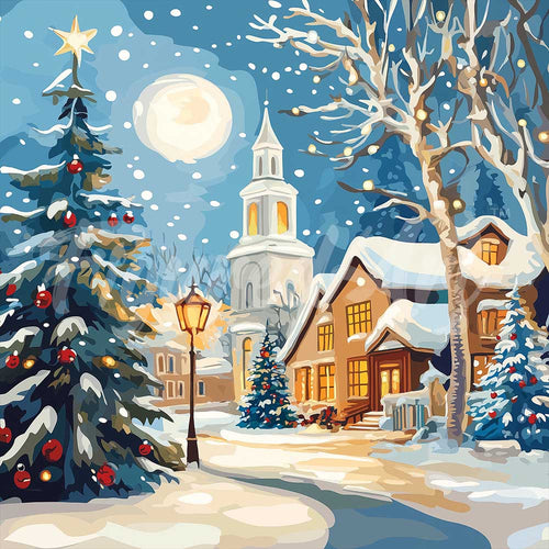 Mini Diamond Painting 25 x 25 cm - Verschneite Weihnachtsstraße