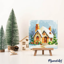 Laden Sie das Bild in den Galerie-Viewer, Mini Diamond Painting 25 x 25 cm - Backsteinhaus im Winter