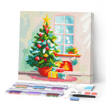 Laden Sie das Bild in den Galerie-Viewer, Mini Diamond Painting 25 x 25 cm - Weihnachtsbaum und Kamin
