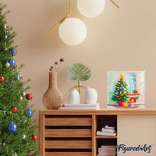 Laden Sie das Bild in den Galerie-Viewer, Mini Diamond Painting 25 x 25 cm - Weihnachtsbaum und Kamin