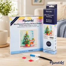 Laden Sie das Bild in den Galerie-Viewer, Mini Diamond Painting 25 x 25 cm - Weihnachtsbaum und Kamin