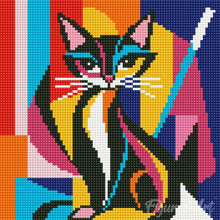 Laden Sie das Bild in den Galerie-Viewer, Mini Diamond Painting 25 x 25 cm - Kühne Abstrakte Katze