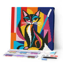 Laden Sie das Bild in den Galerie-Viewer, Mini Diamond Painting 25 x 25 cm Figured'Art - Kühne Abstrakte Katze