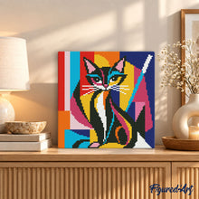 Laden Sie das Bild in den Galerie-Viewer, Mini Diamond Painting 25 x 25 cm - Kühne Abstrakte Katze