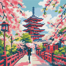 Laden Sie das Bild in den Galerie-Viewer, Mini Diamond Painting 25 x 25 cm - Kyoto in voller Blüte
