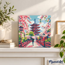 Laden Sie das Bild in den Galerie-Viewer, Mini Diamond Painting 25 x 25 cm - Kyoto in voller Blüte