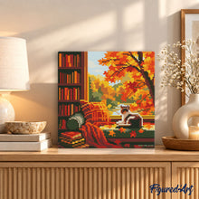 Laden Sie das Bild in den Galerie-Viewer, Mini Diamond Painting 25 x 25 cm - Herbstblick der Katze