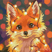 Laden Sie das Bild in den Galerie-Viewer, Mini Diamond Painting 25 x 25 cm - Kleiner Fuchs mit Glühbirnen