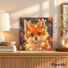 Laden Sie das Bild in den Galerie-Viewer, Mini Diamond Painting 25 x 25 cm - Kleiner Fuchs mit Glühbirnen
