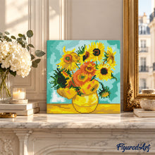 Laden Sie das Bild in den Galerie-Viewer, Mini Diamond Painting 25 x 25 cm - Van Gogh - Sonnenblumen
