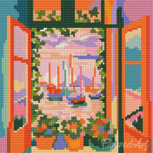 Laden Sie das Bild in den Galerie-Viewer, Mini Diamond Painting 25 x 25 cm - Das offene Fenster - Matisse