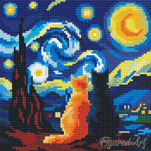 Laden Sie das Bild in den Galerie-Viewer, Mini Diamond Painting 25 x 25 cm - Gefährten der Sternennacht