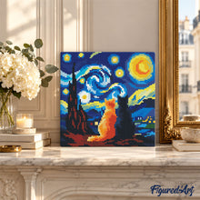 Laden Sie das Bild in den Galerie-Viewer, Mini Diamond Painting 25 x 25 cm - Gefährten der Sternennacht