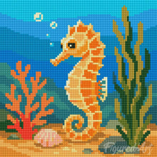 Laden Sie das Bild in den Galerie-Viewer, Mini Diamond Painting 25 x 25 cm - Seepferdchen