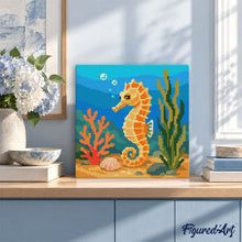Laden Sie das Bild in den Galerie-Viewer, Mini Diamond Painting 25 x 25 cm - Seepferdchen